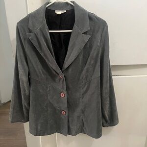 Celine By Champion Gray Suede Blazer with Pink Buttons Vintage 90’s